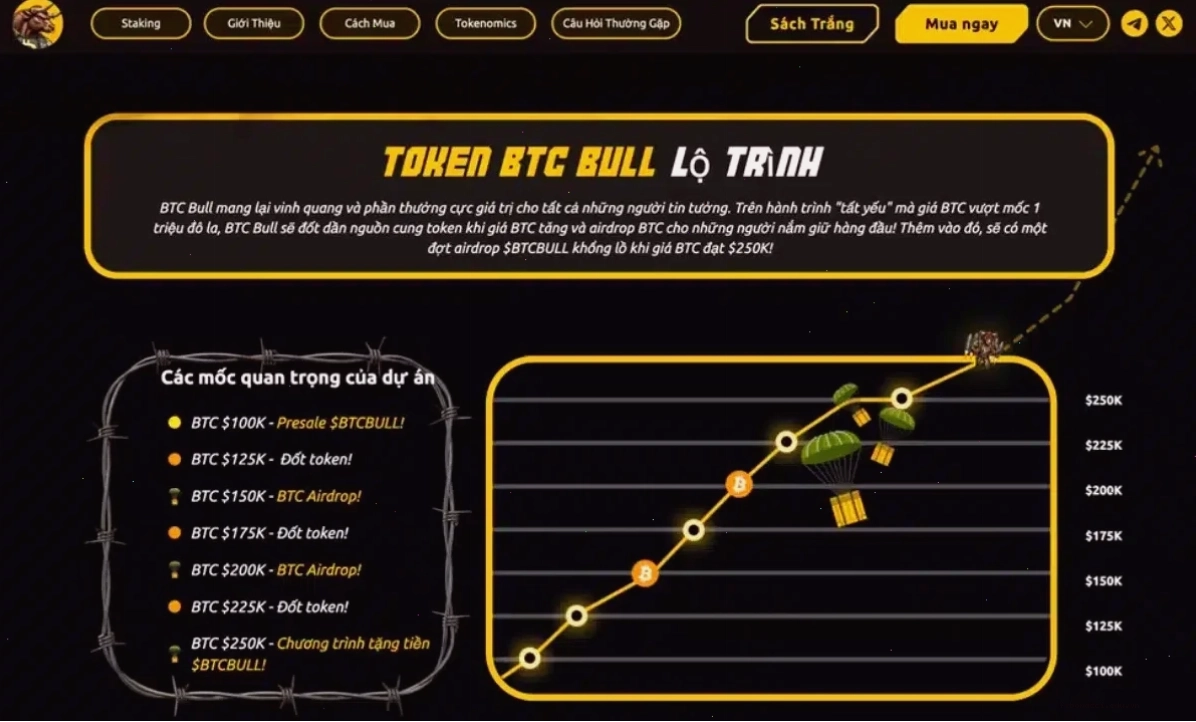 BTC Bull Token (BTCBULL) – Kiếm phần thưởng airdrop Bitcoin hấp dẫn giá trị thực