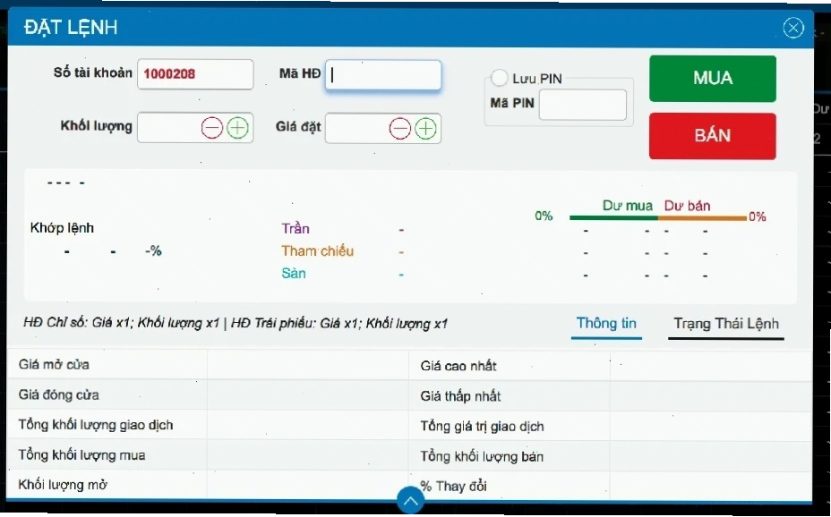 Các bước thực hiện lệnh mua bán trên VCSC Mobile