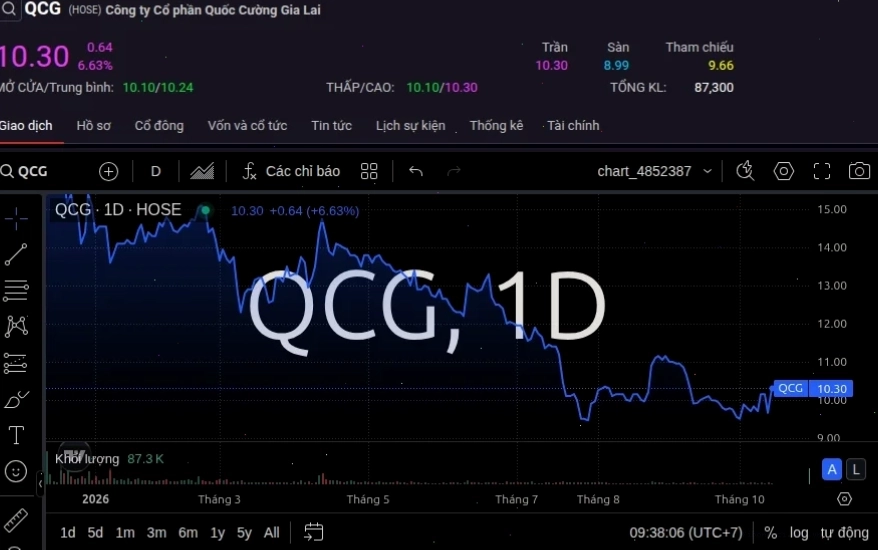Cổ phiếu QCG tăng trần sau giai đoạn giảm sâu