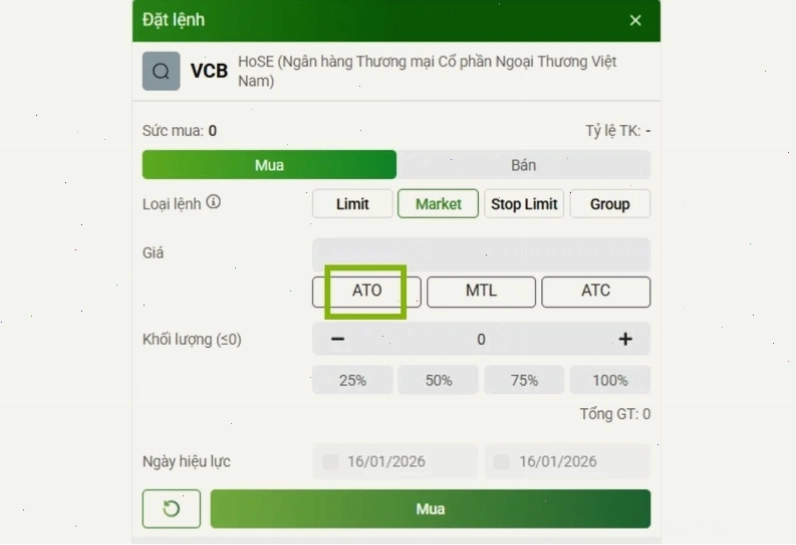 Lệnh lo và mp trong chứng khoán