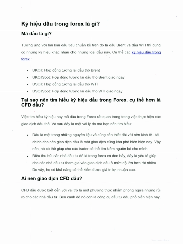 Mã dầu forex