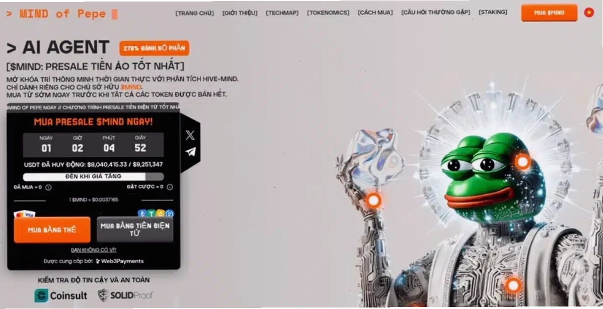 MIND of Pepe (MIND) – Hệ sinh thái tác nhân AI tự chủ, tạo lợi thế trên thị trường cho nhà đầu tư