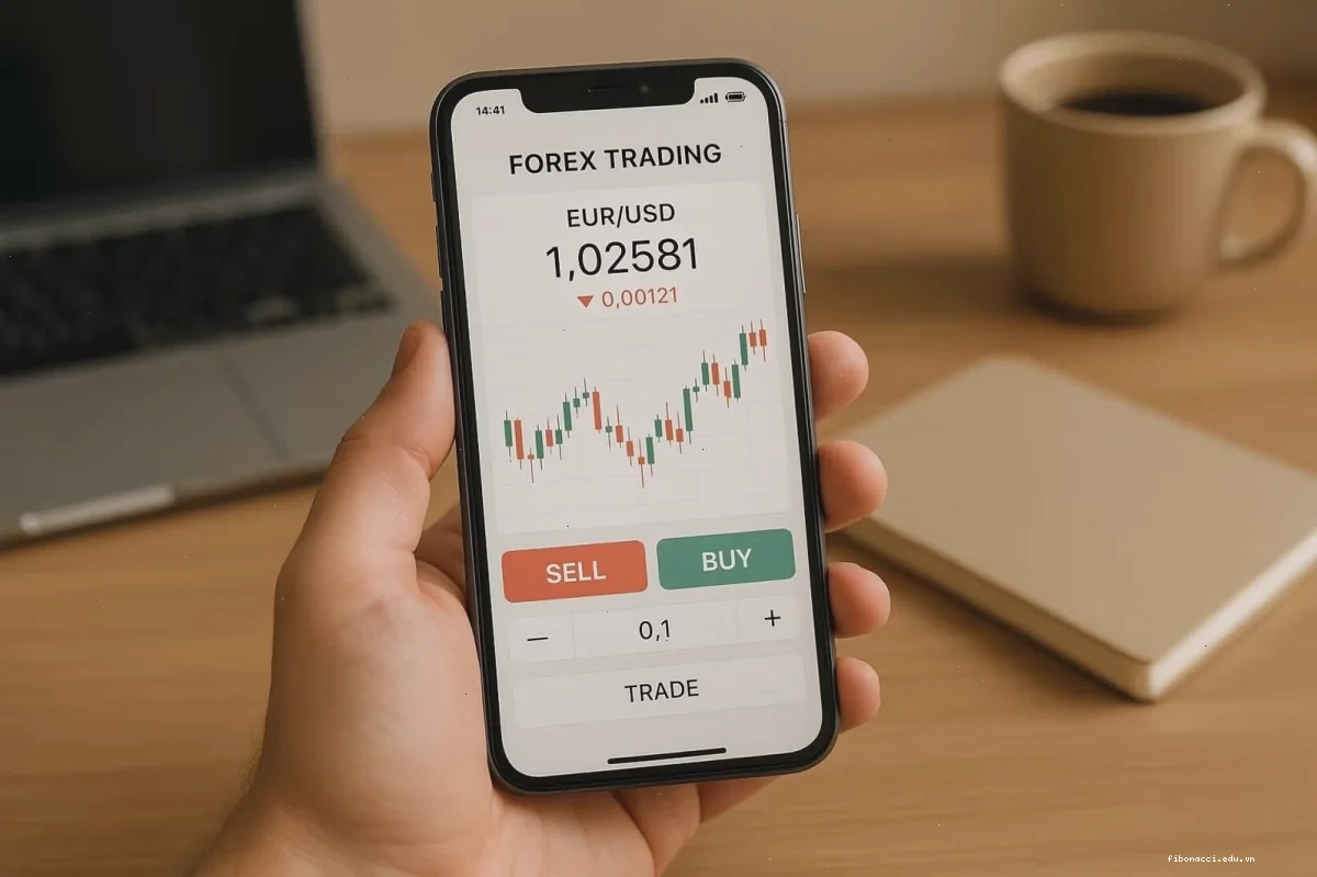 Người dùng đang sử dụng ứng dụng forex trading app trên điện thoại