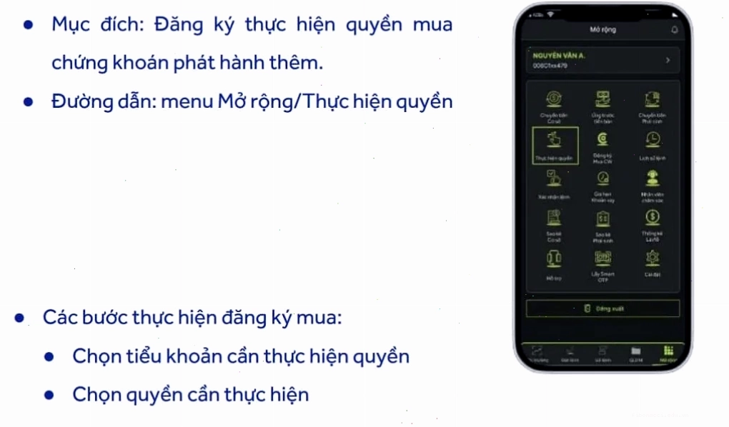 Nhà đầu tư kiểm tra thông tin quyền mua cổ phiếu trên điện thoại