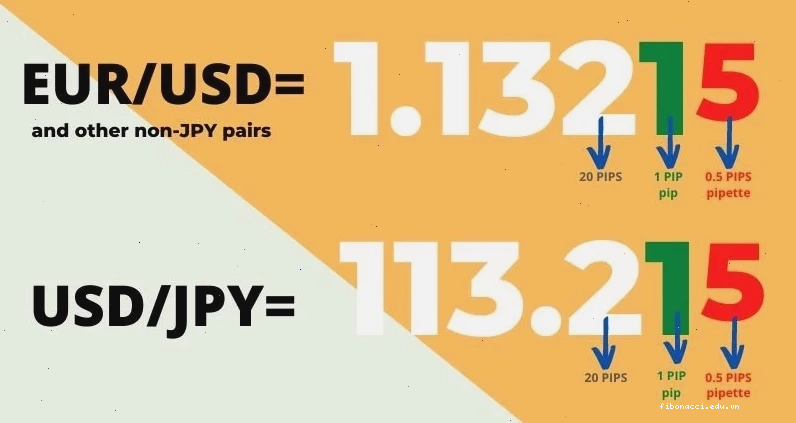Pips calculator hiển thị giá trị pip cho cặp tiền tệ